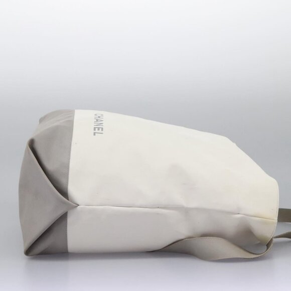 CHANEL Hand Bag Nylon 2way White Gray Silver CC Auth - Picture 5 of 16